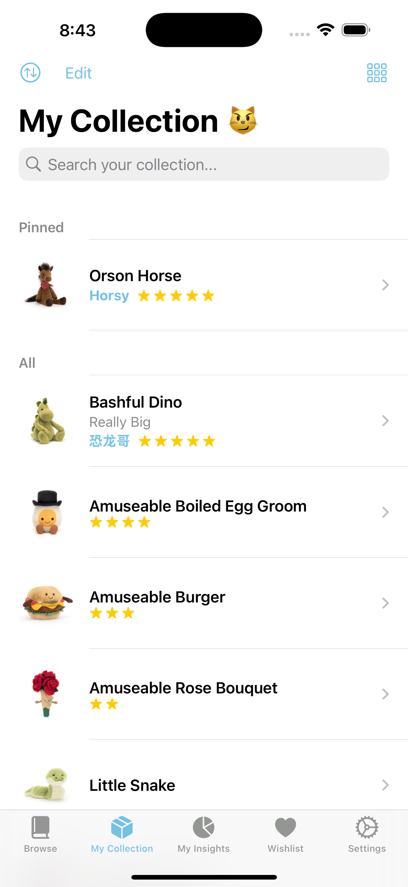 Collection in List View with nicknames
