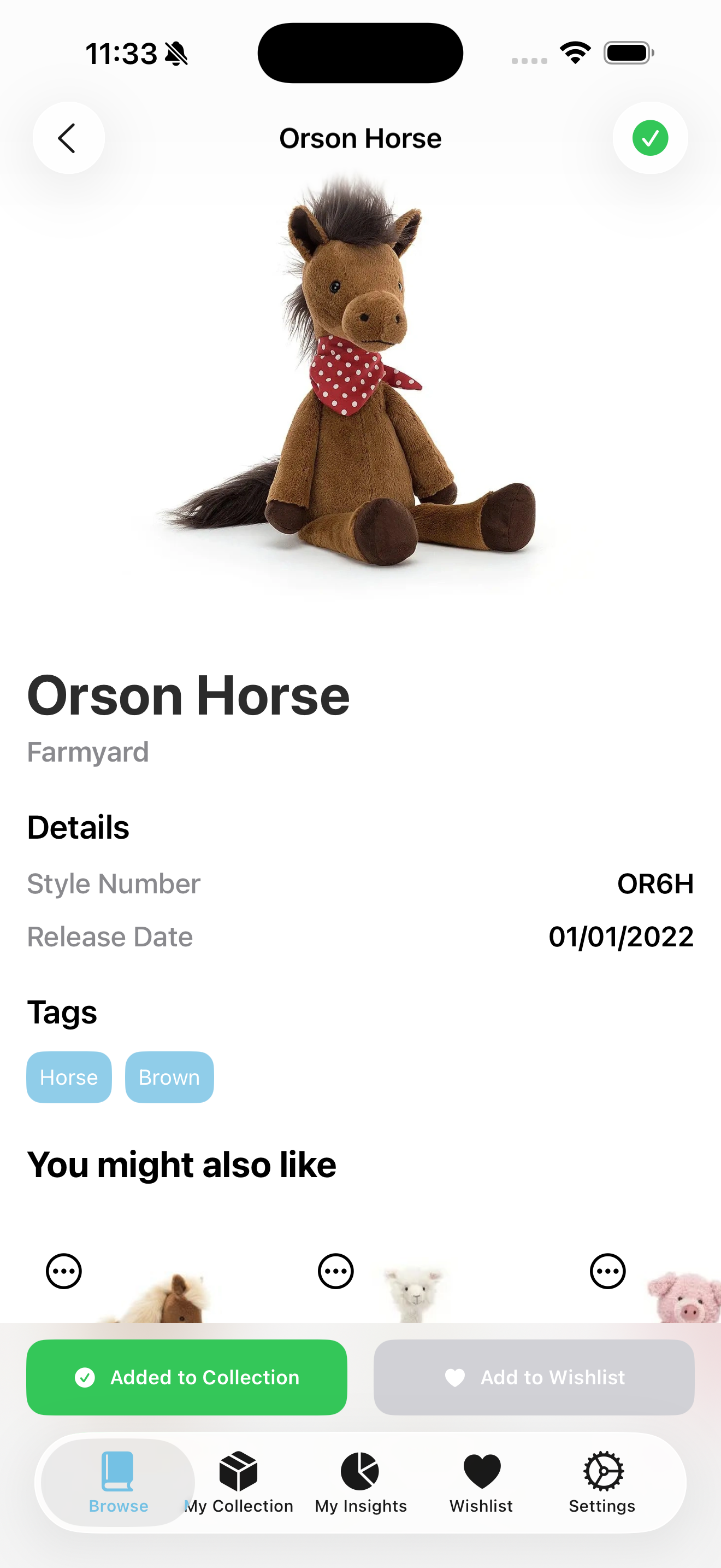 JellyCATalog app item detail screen