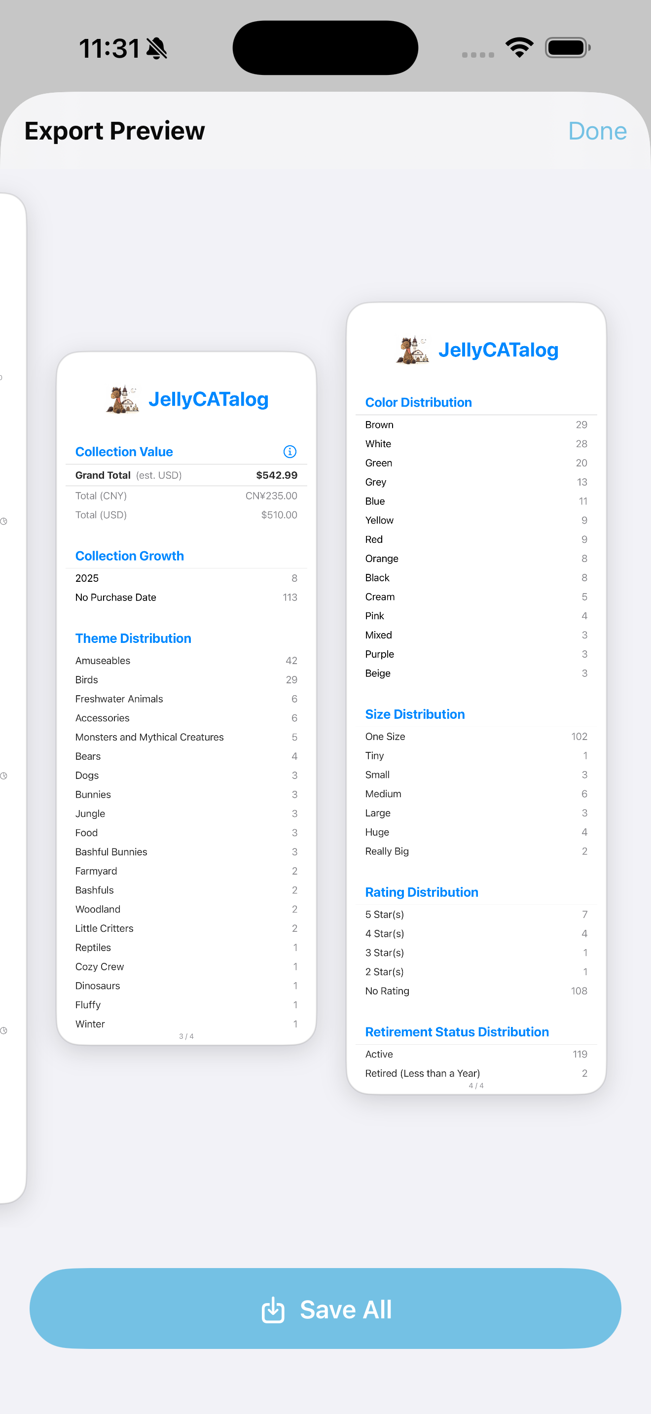 App Insights screen with more detailed breakdowns